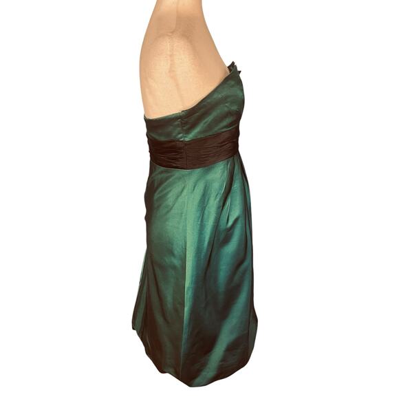 Kay Unger Silk Strapless Bubble Hem Cocktail Dress Green Size 6 - Picture 4 of 6